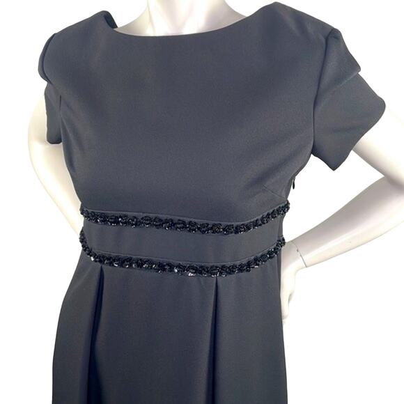Liz Claiborne Night Classic Romantic Low Back MIDI High Waist Black Dress 10 - Picture 16 of 16